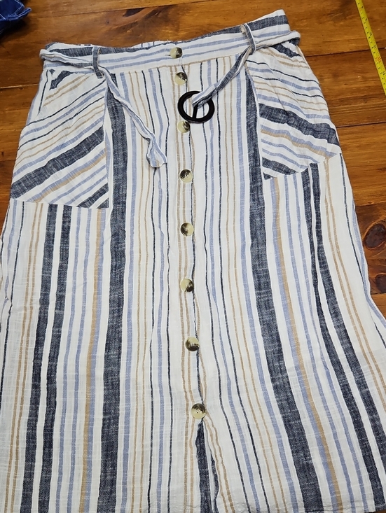 C Est. 1946 Dresses & Skirts - Striped Button-Front Midi Skirt in Blue, White & Tan